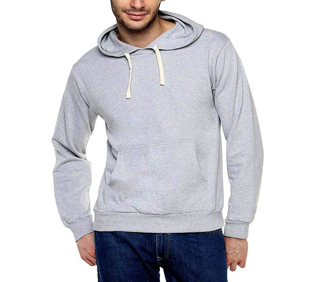 Men's Grey Plain Hoodie 03