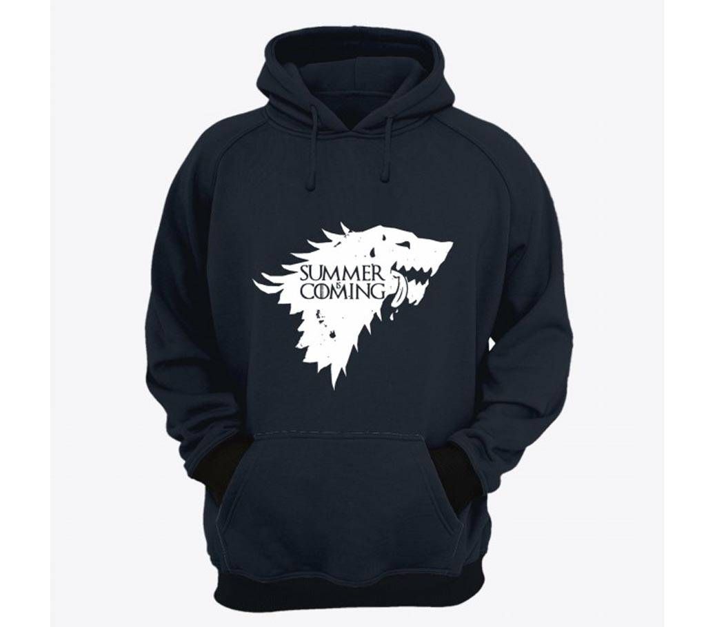 Winter-Coming-Navy Blue-Mens-Hoodie