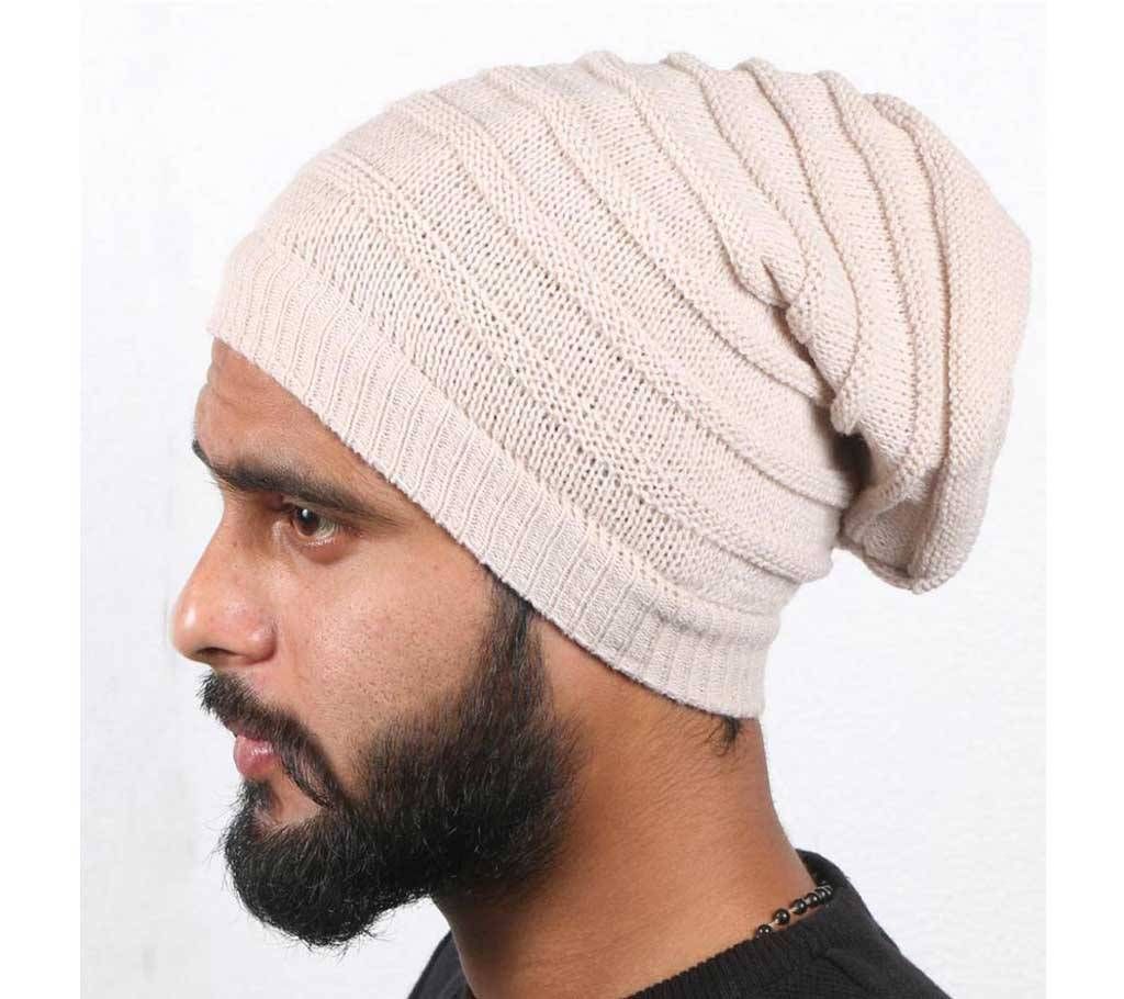 MENZ WINTER BEANIE HAT-WHITE