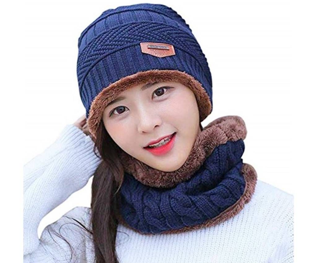 Woolen Winter Cap & Scarf Set for Women