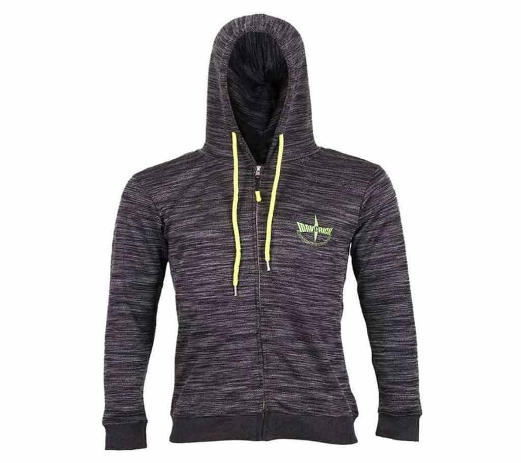 Grey  Cotton Casual Hoddie For Men