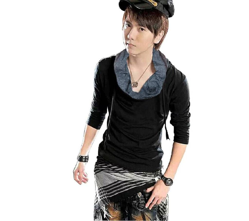 Korean style gents cotton full sleeve hoodie 