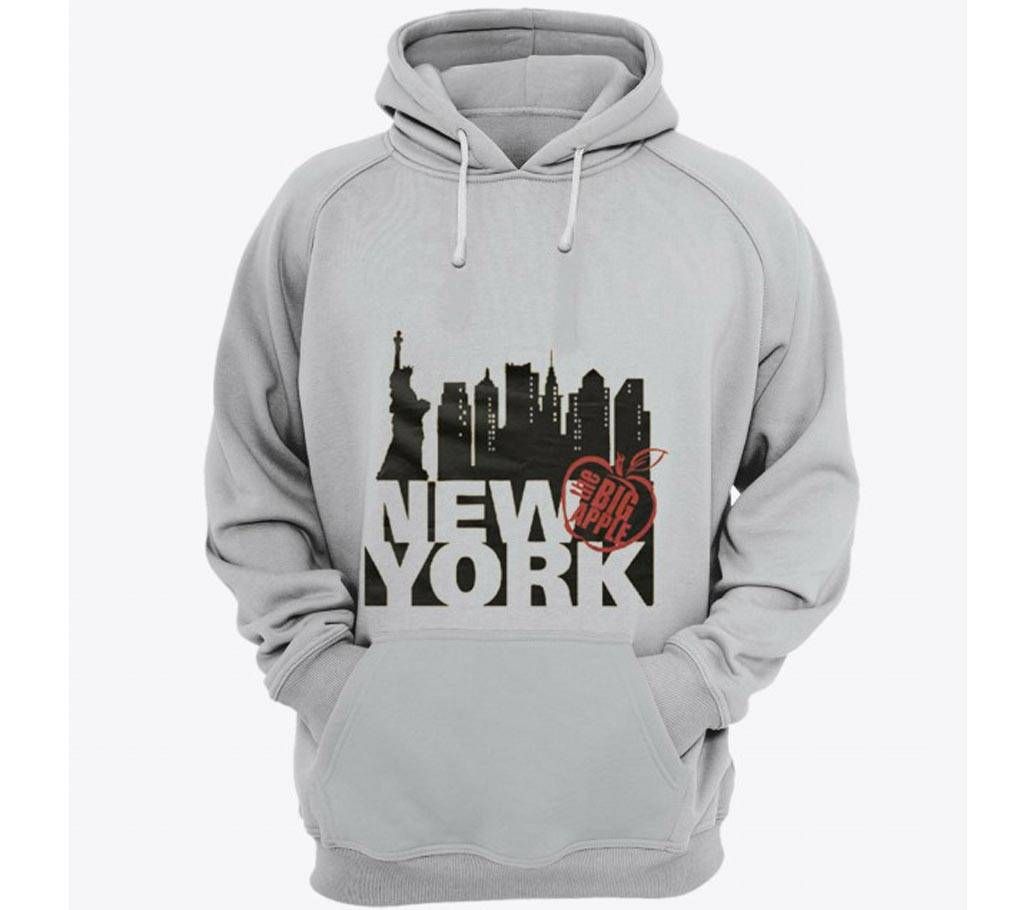 New-York-Grey Melange-Mens-Hoodie