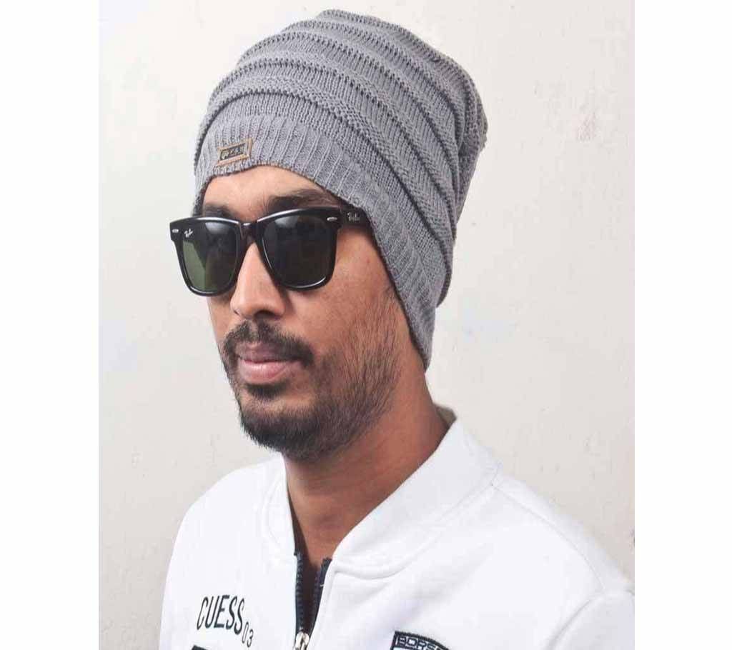 Light Green Woolen Winter Cap For Men