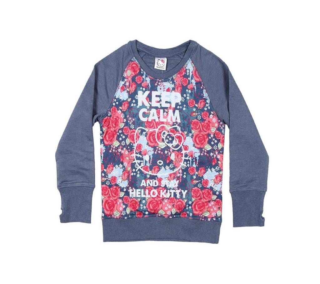 Navy Blue Cotton Full Sleeve Sweater for Girls
