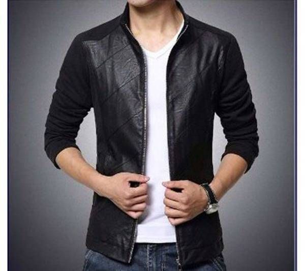 Mix Leather Full Sleeve Jacket