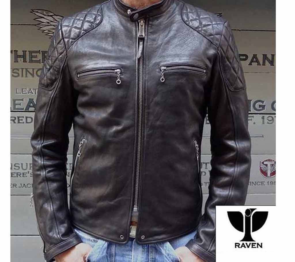 RR08 MENS GENUINE LEATHER QUILTING SHOULDER MOTO JACKET