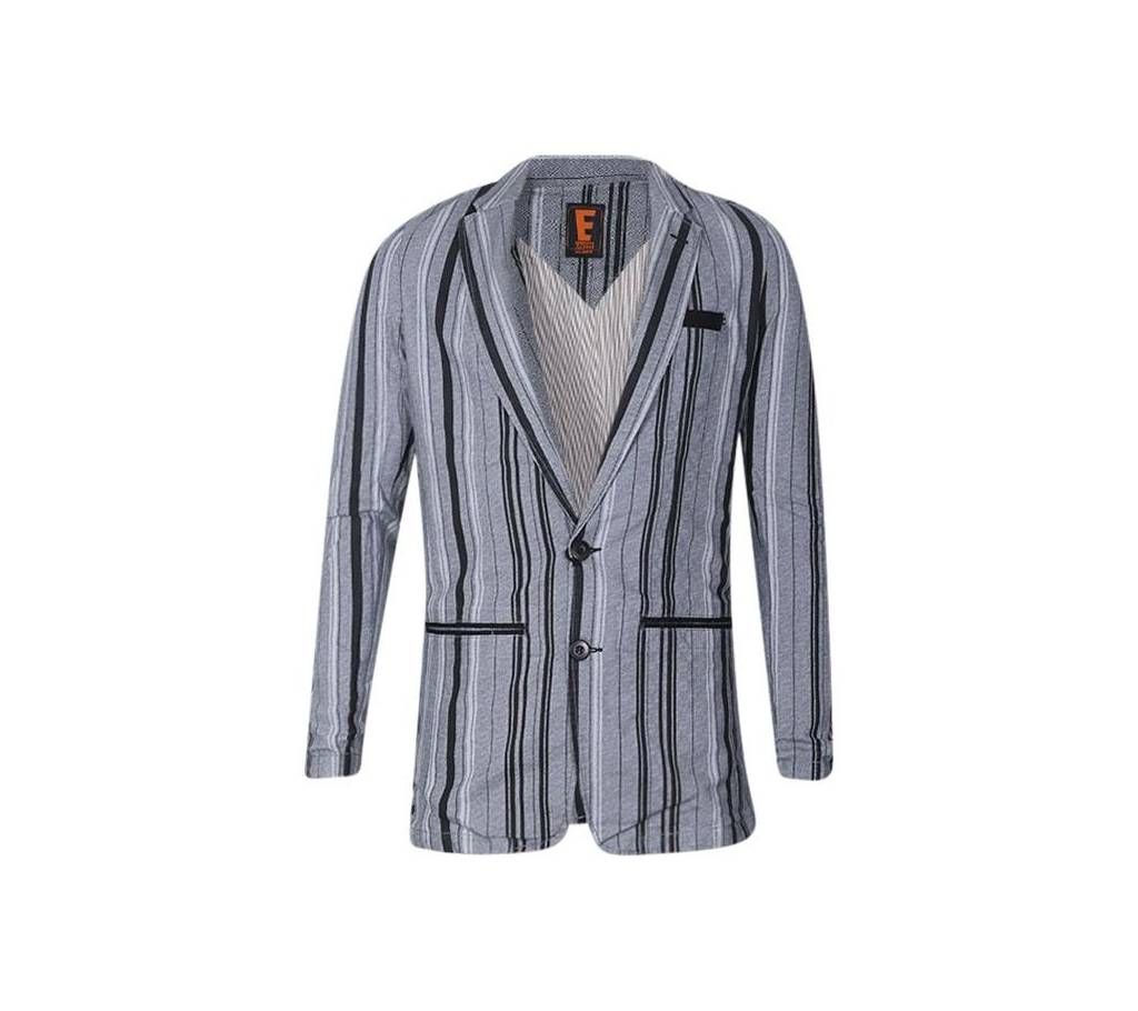 Gray and Black Cotton Casual Blazer For Men