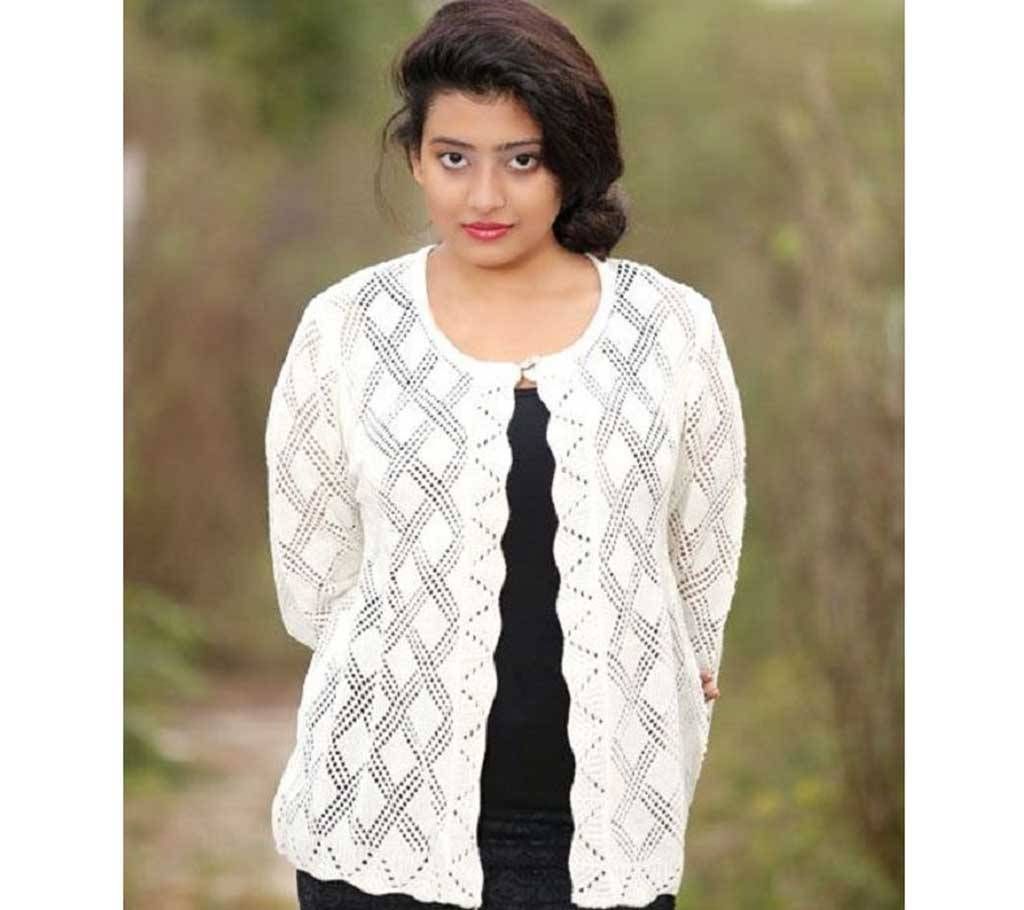 Off White Short Cardigan For Girl