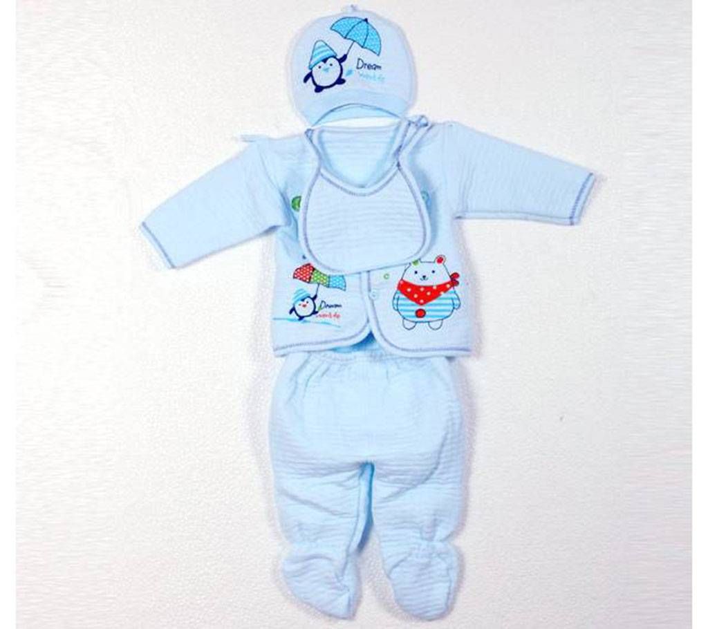 Sky Blue Wool Dress Baby Set 