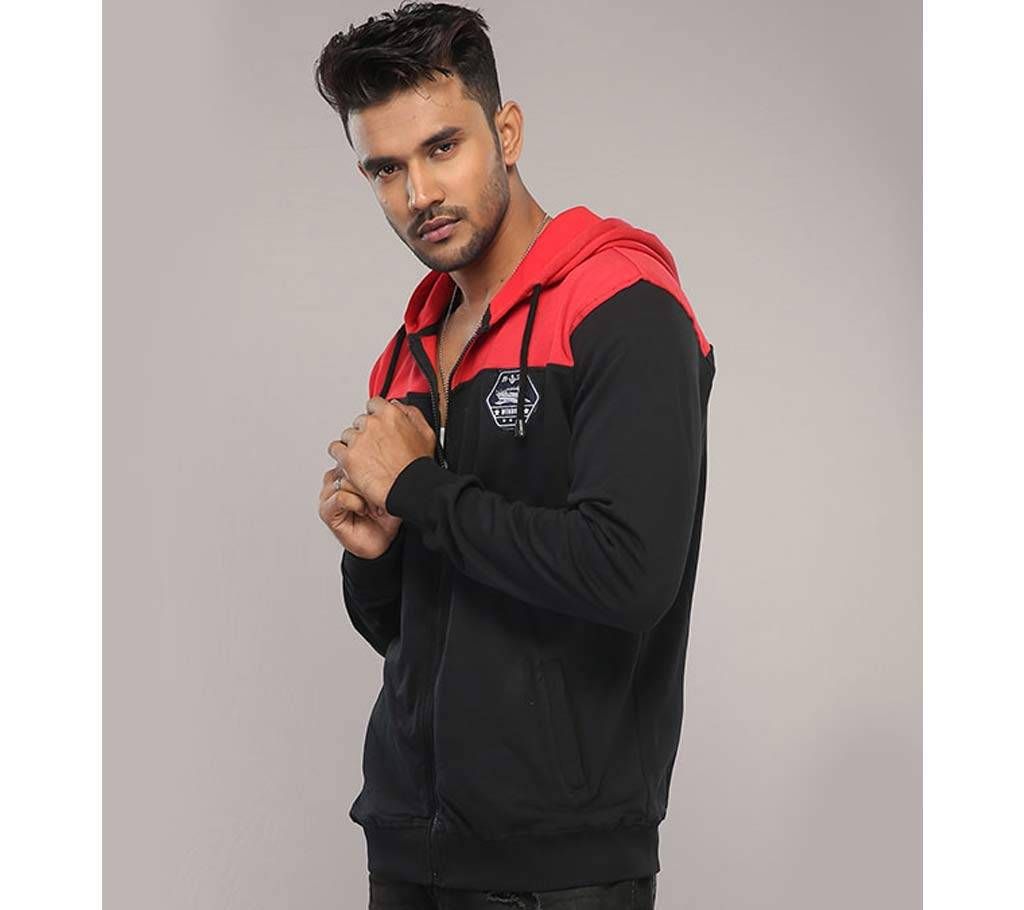 Winner Mens Hoodie W17-MH02- BLACK RED		
