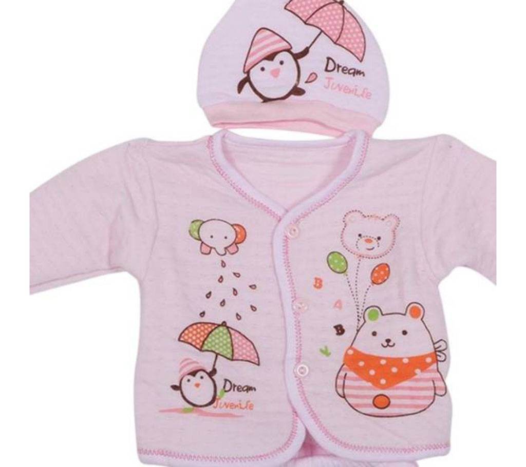 Pink Wool Dress Set for Baby