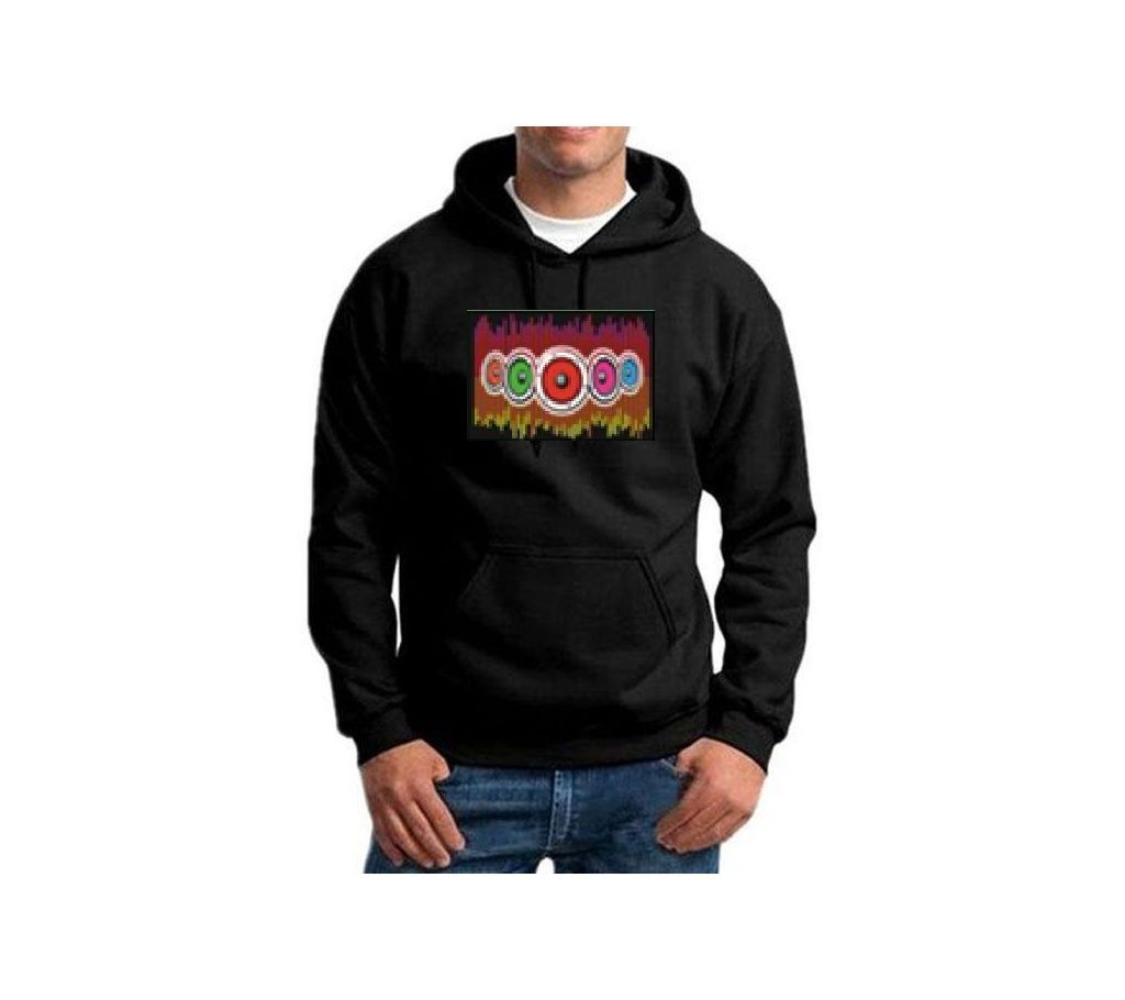 Sound Activated EL Hoodie Black - LED Flashing Hoodie Soundbox Design