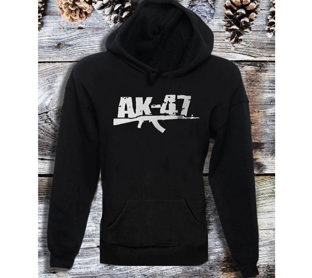 Female Crop Top Hoodie - AK47 - Black - PDL