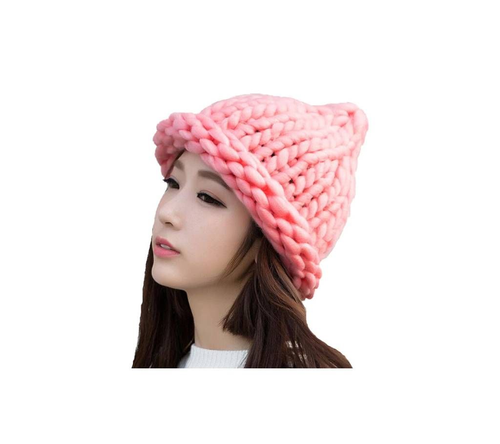 Hand  made Women Stylish Beanies Knitted Solid Winter Hat Caps