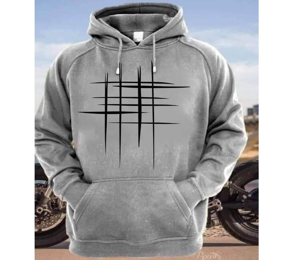 Mens Trendy Hoodie - Hash Tag Design - Ash - DID