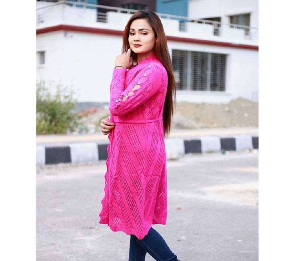 Pink Stylist Sleeve Cardigan For Ladies