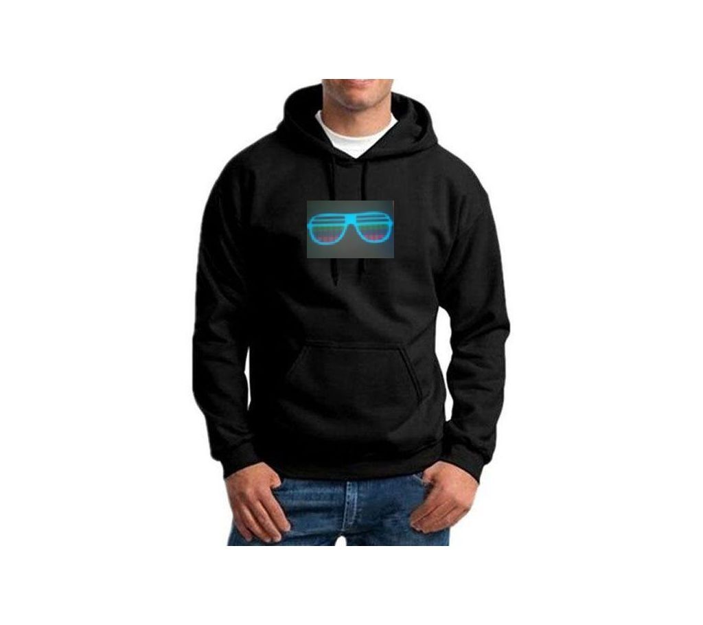Sound Activated EL Hoodie Black - LED Flashing Hoodie Glass