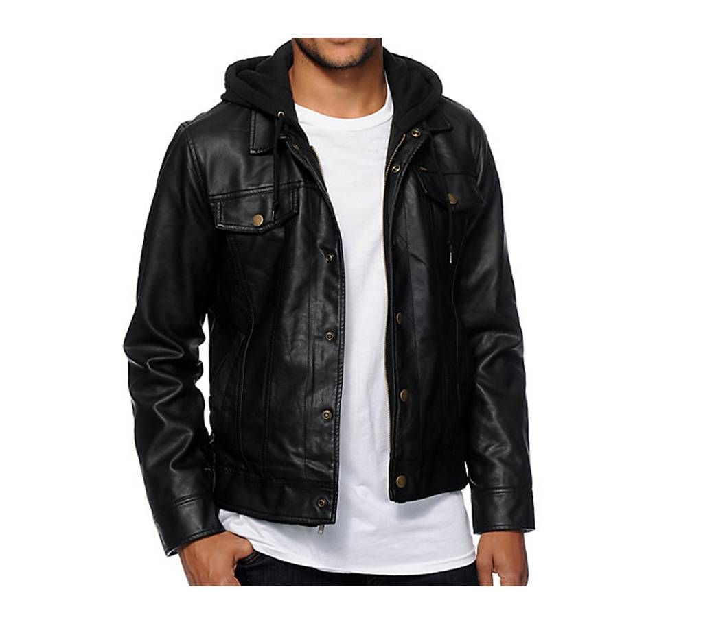 Gents Full Sleeve Black Artifical Leather Jacket