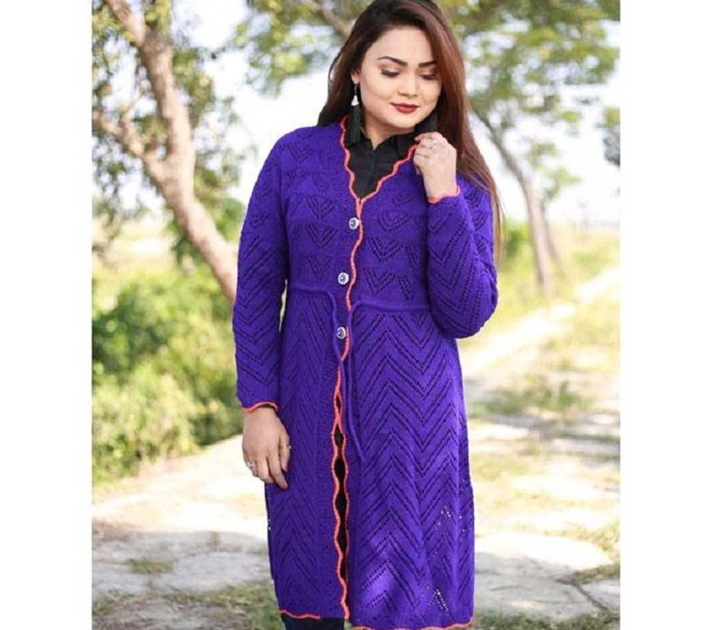 Purple Wear a stylish cardigan