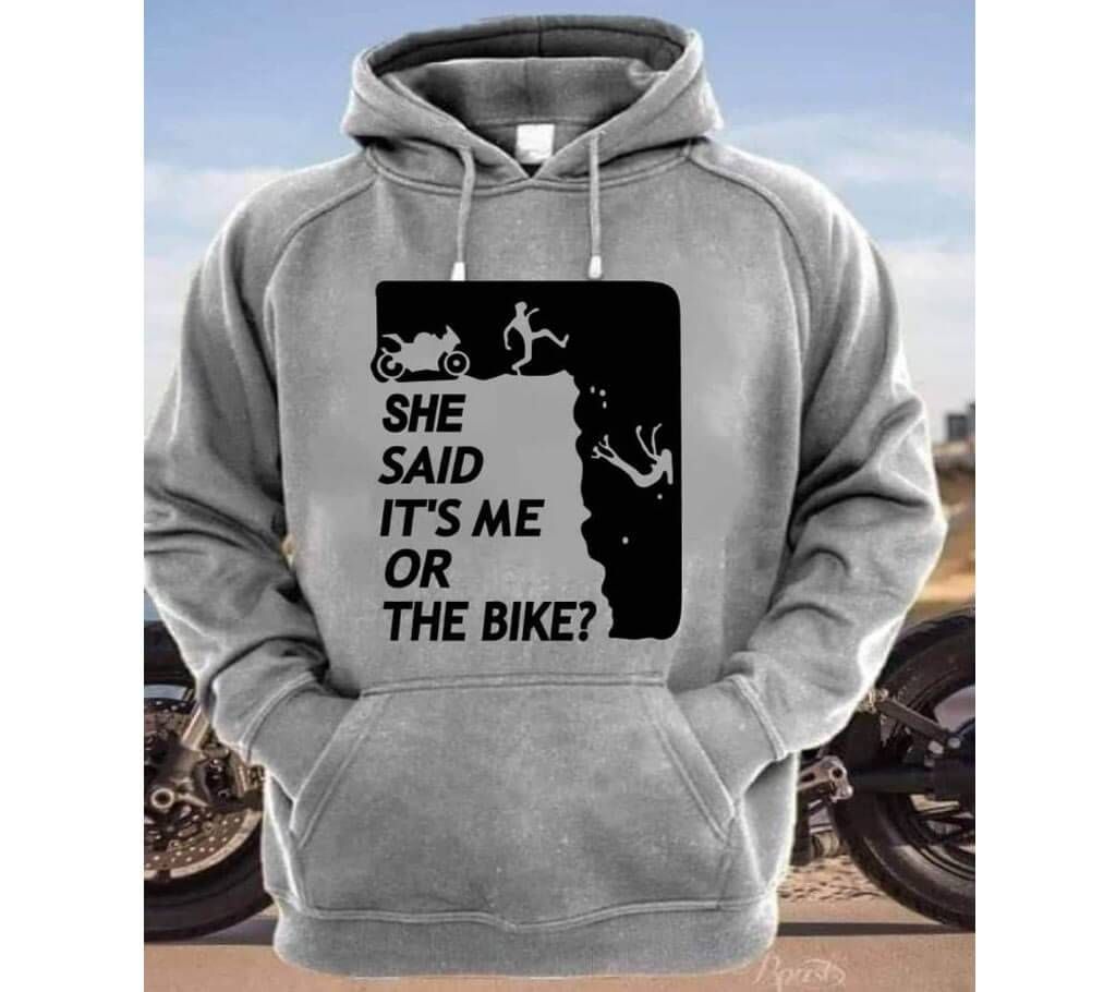 Mens Trendy Hoodie - She Said Its Me or The Bike - Ash - DID
