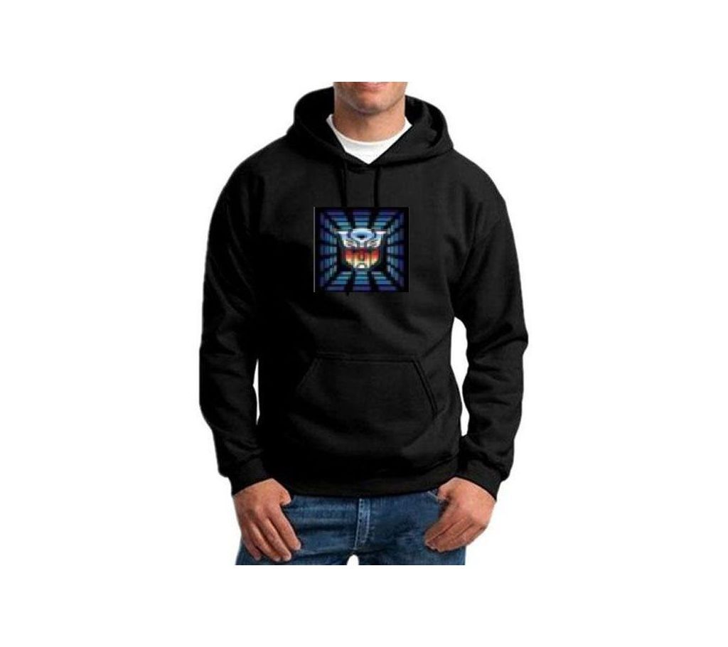 Sound Activated EL Hoodie Black - LED Flashing Hoodie Monster Design