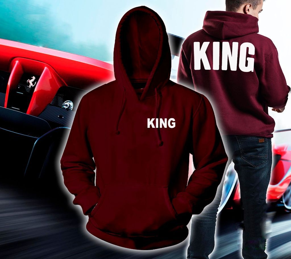 Mens Cotton Hoodie  - Maroon - King - FAS