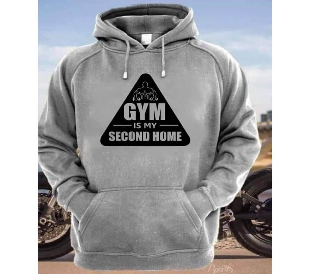 Mens Trendy Hoodie - Gym Is My Second Home - Ash - DID