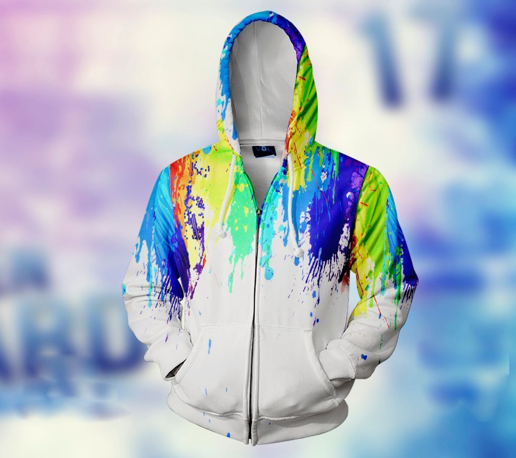 Mens Cotton Hoodie - Paint Art - FAS