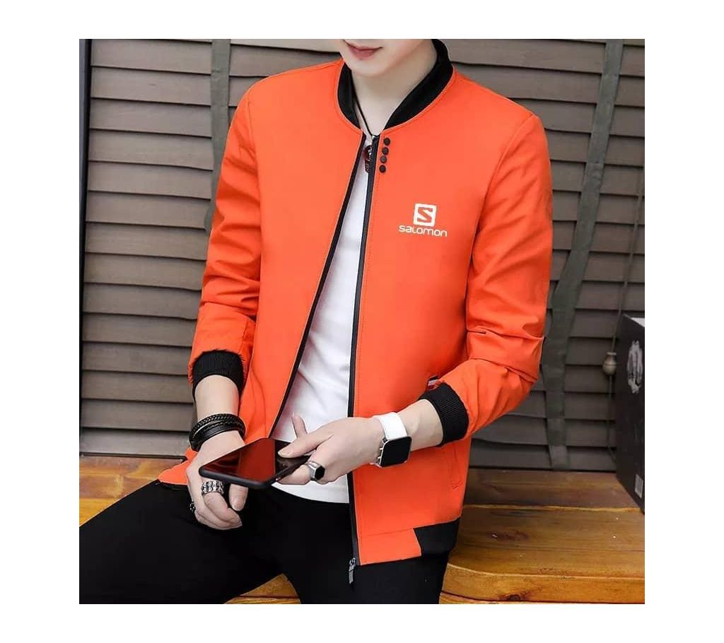 Orange Stylish Bonded Jacket For Men