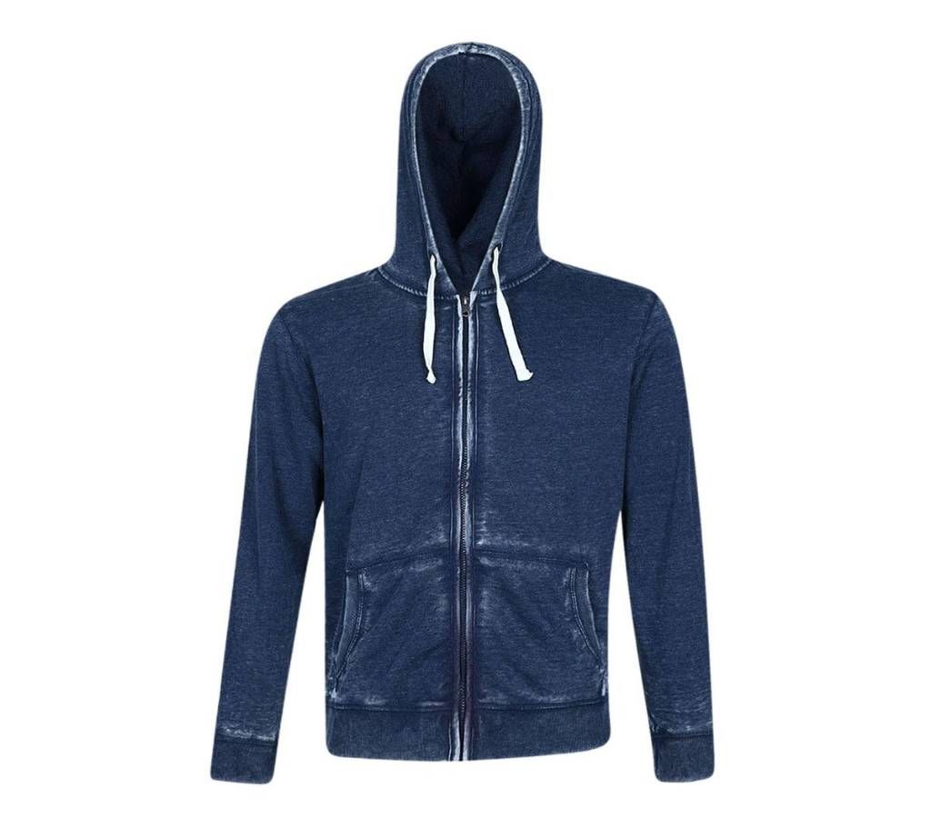 Navy Blue Cotton Casual Long Sleeve Hoddie