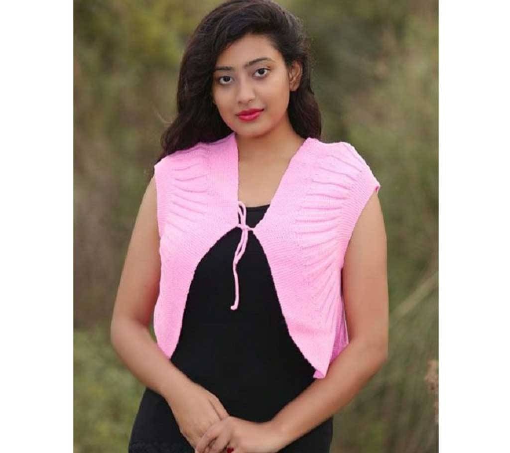Rose Pink Sleeveless Cardigan