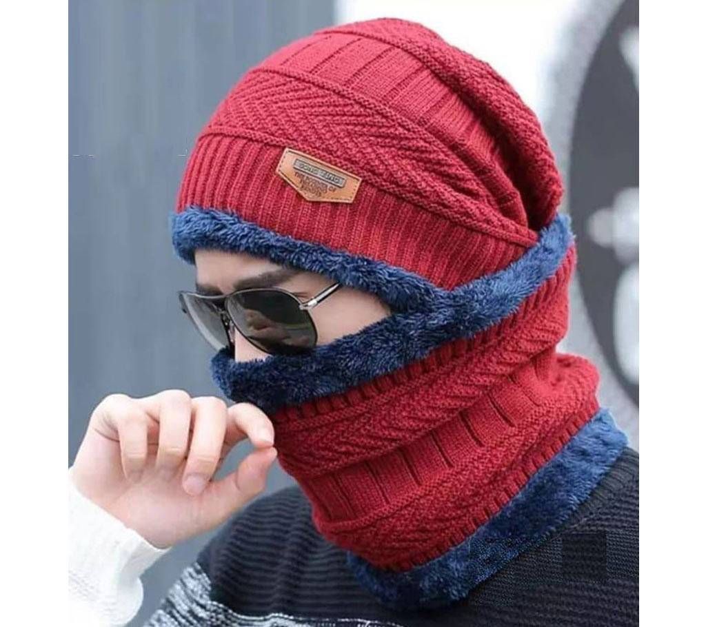Winter Beanie & Neck Warmer Scarf Set(Red)