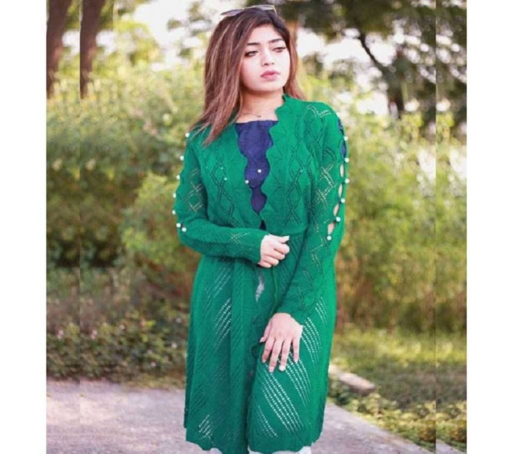 Sea Green Stylist Cardigan For Ladies