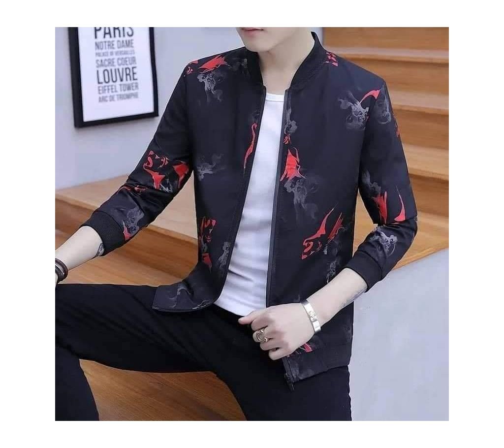 Mens Stylish Jackets - HD225 - Black with Ash and Red Multi Design - MAF