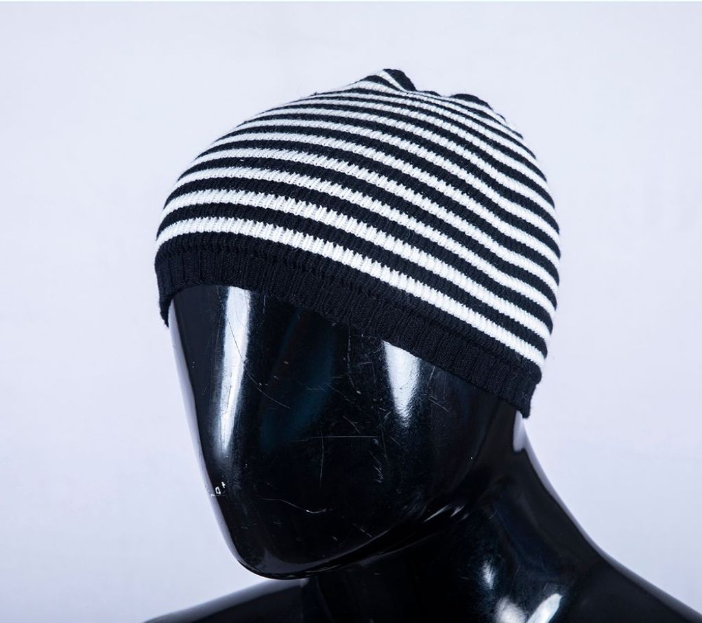 Mens Stylish Beanie - Black and White stripe - SFH