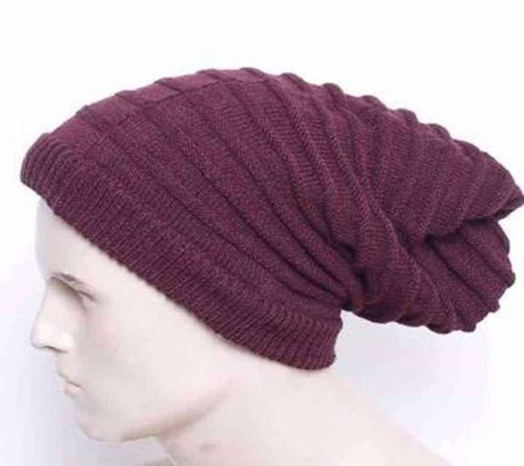 Woolen Winter Merun Cap For Men
