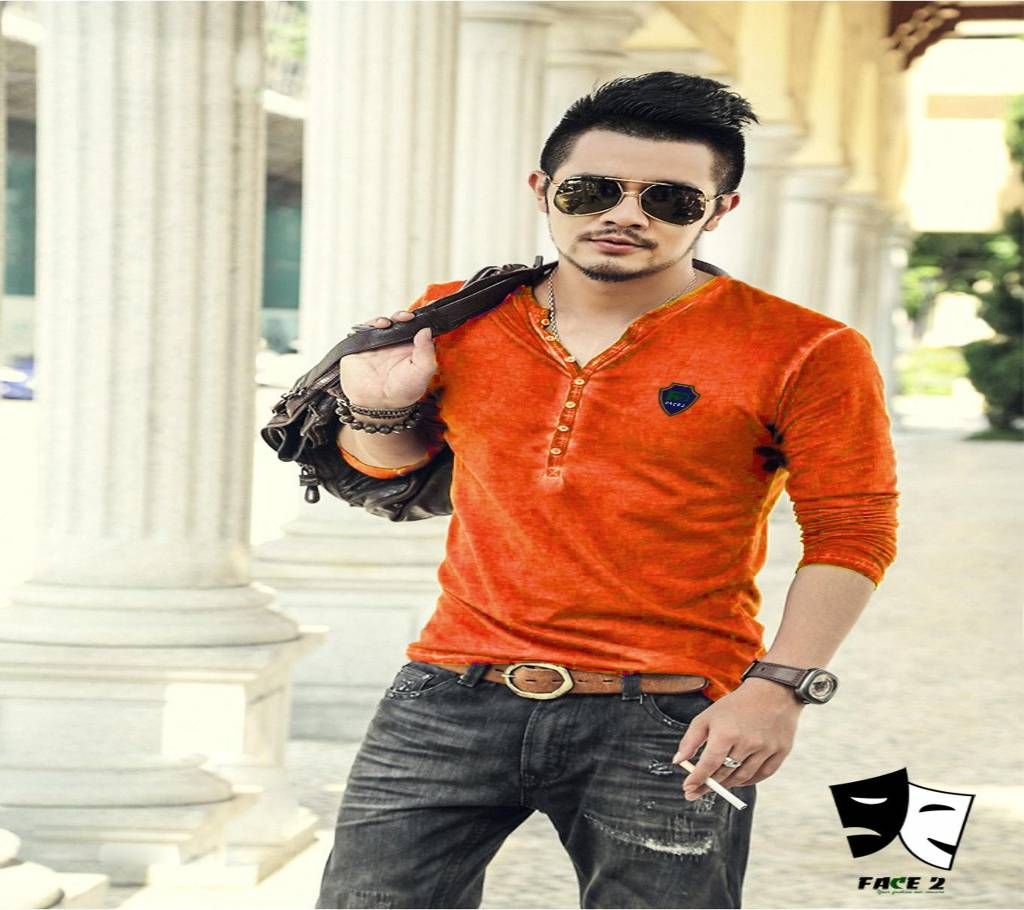 Men's Full Sleeve T-shirt - Orange - FAS