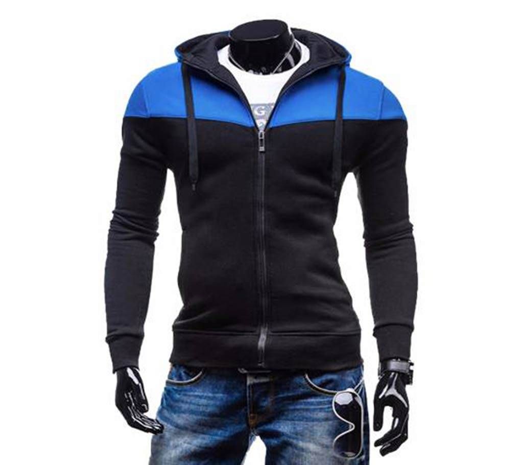 Mens Black and Blue Bonded Hoodies