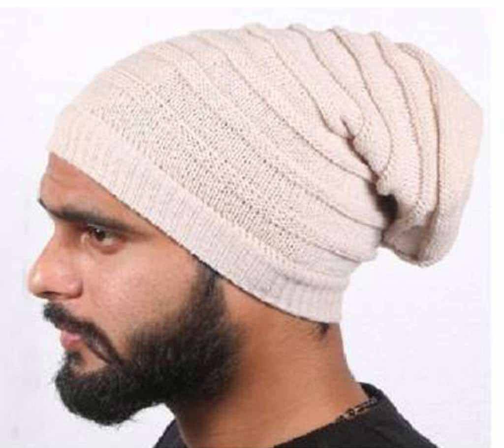 Woolen Winter White Cap For Men