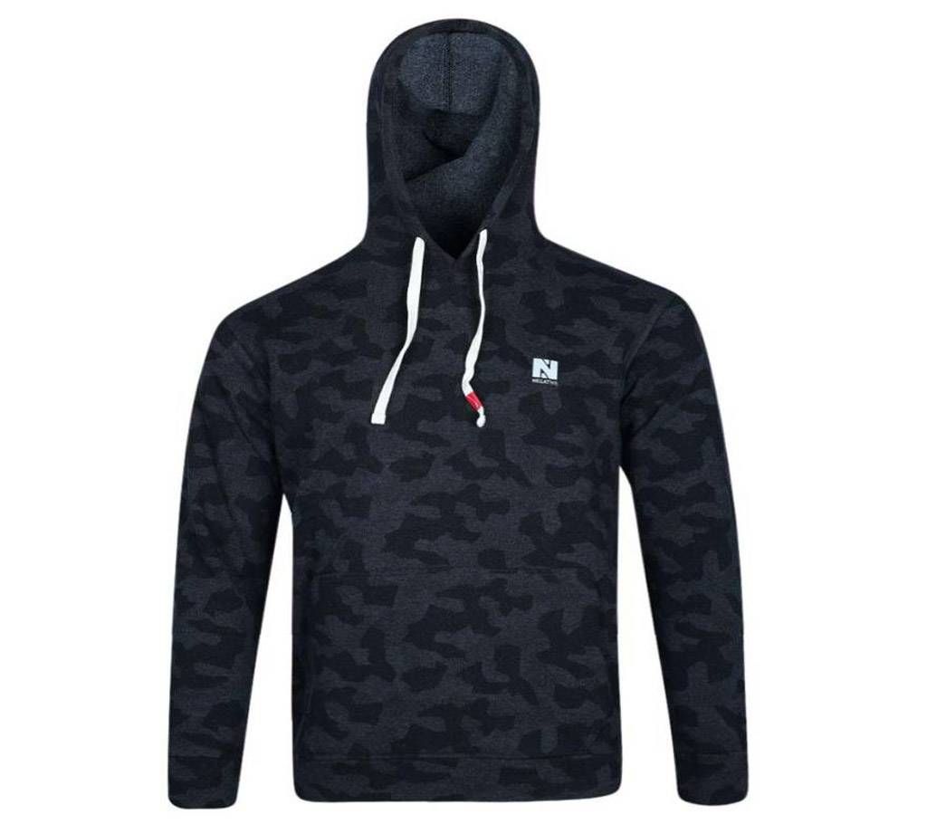 Black Camo Cotton Casual Long Sleeve Hoodie