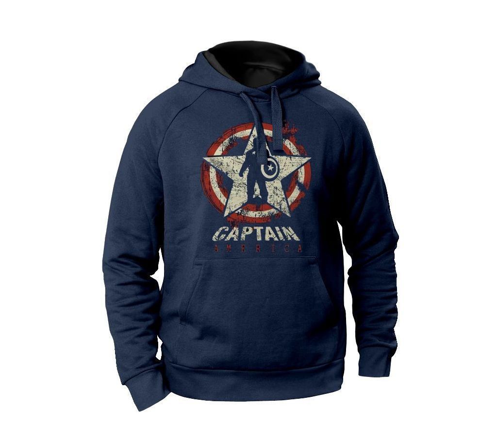 Navy Captain America Design Fashionable Hoodie for Men
