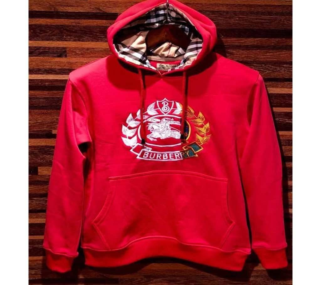 Red Burberry Men Premium Embroidery Hoodie - 04 - WHA