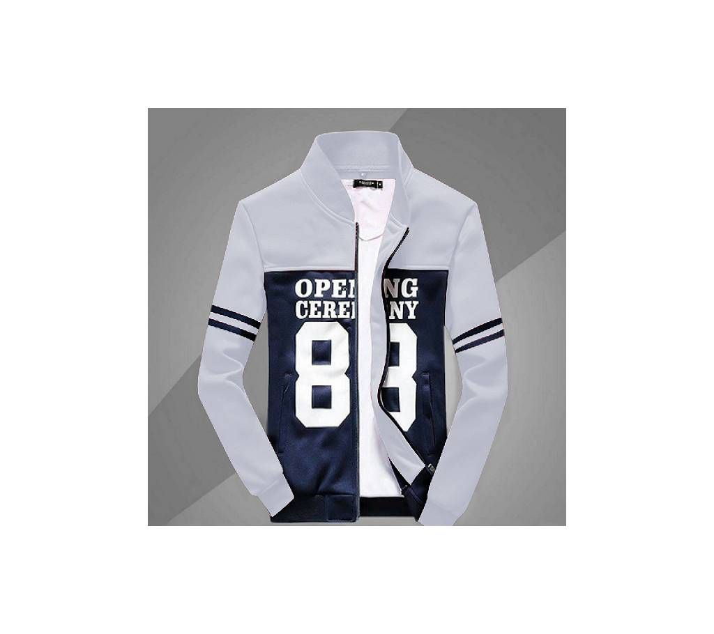 Stylish Gents Jacket for Winter - White and Navy Blue - DFW