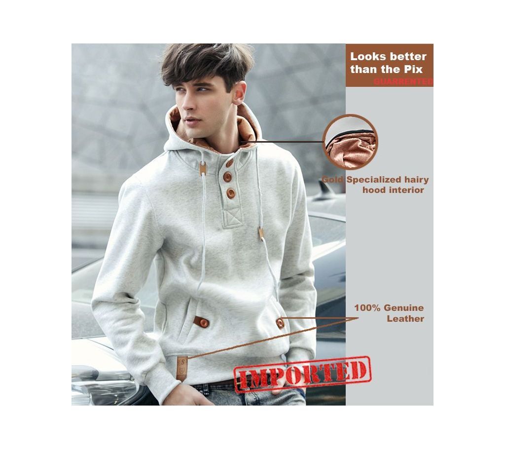 Mens Stylish Hoodie - Ash with Brown Bottom - FAS