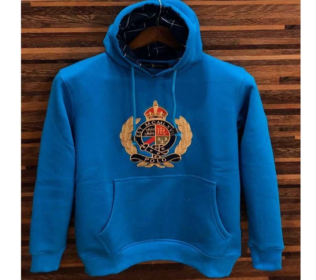 Light Blue Ralph Lauren Men Premium Embroidery Hoodie - 02 - WHA