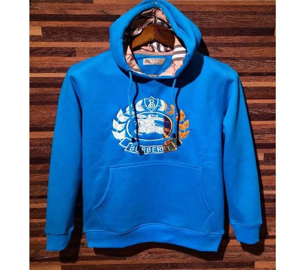 Royal Blue Burberry Men  Embroidery Hoodie