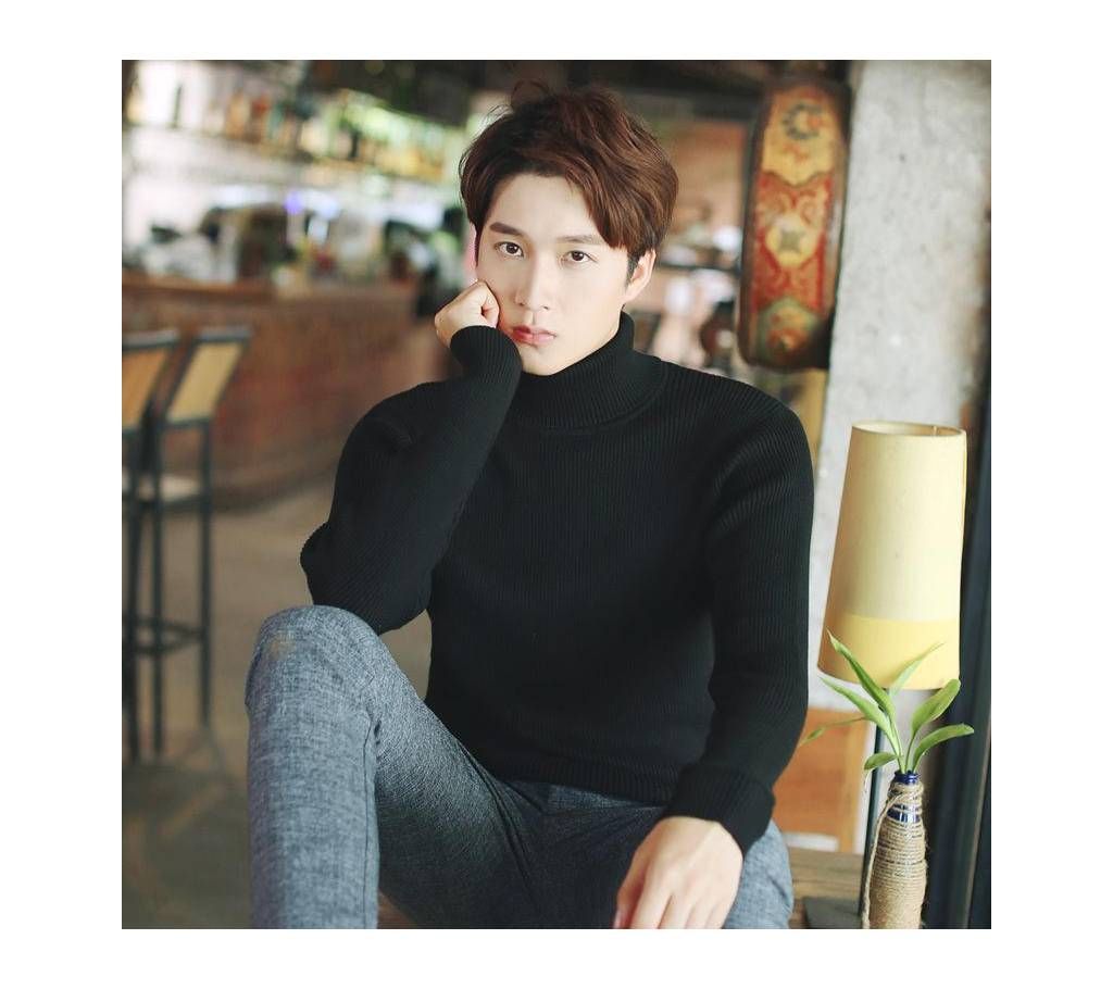 High neck sweater for men