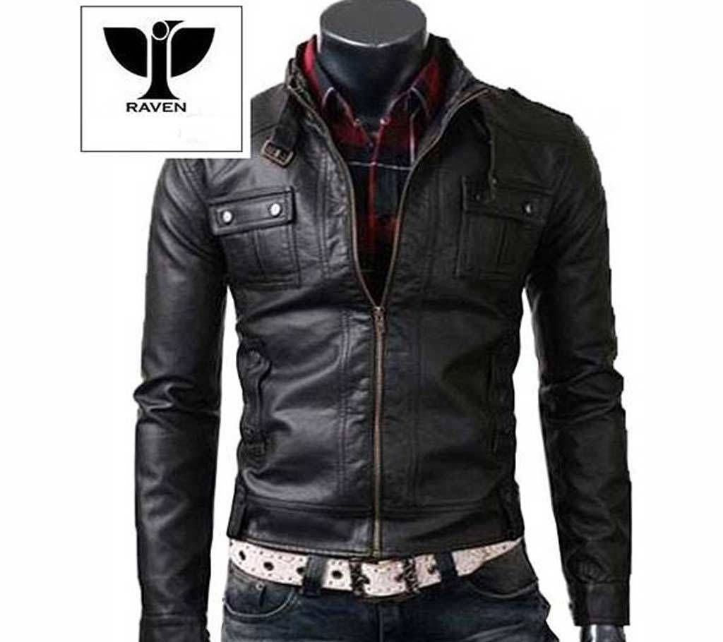 RC04 Mens Genuine Leather Belted Style Collar Jacket