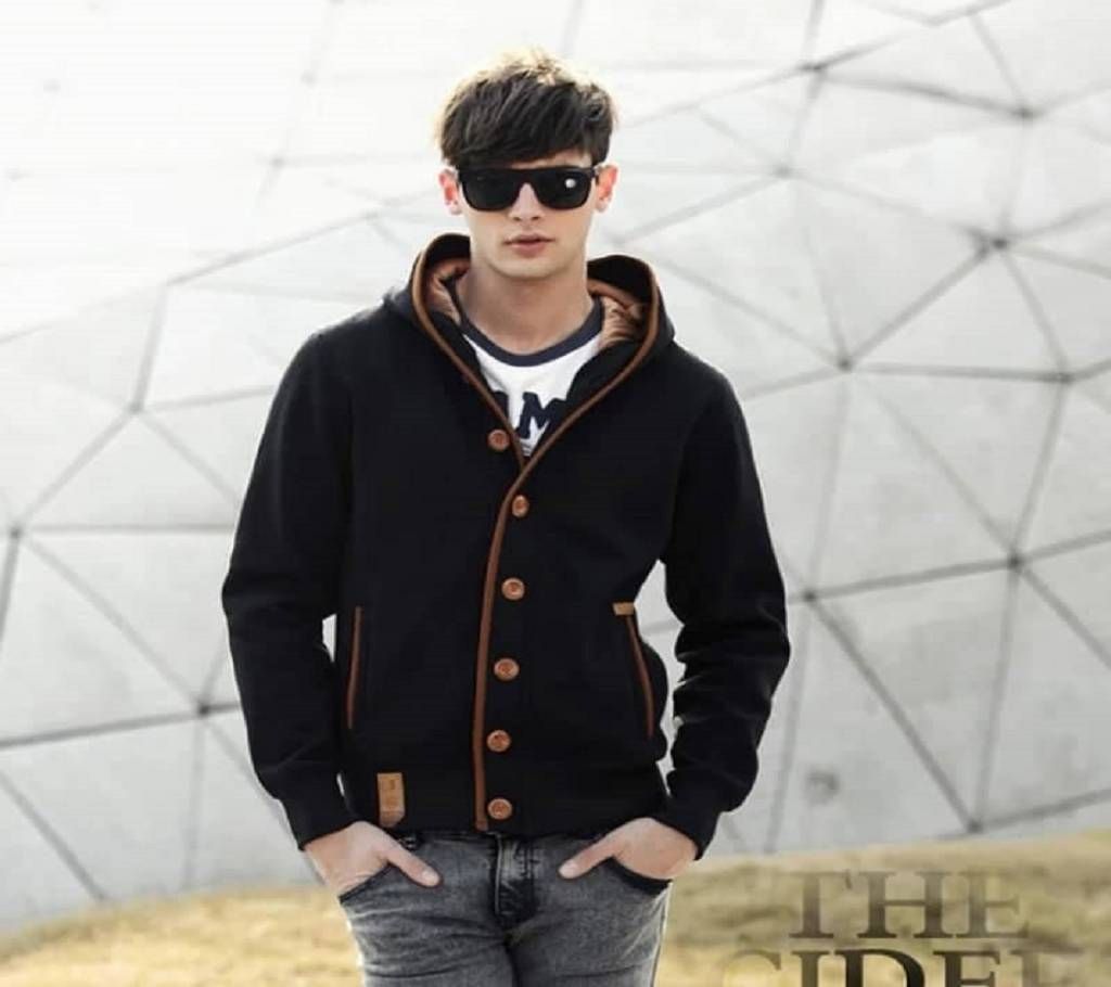 Black Eight Button Hoddi